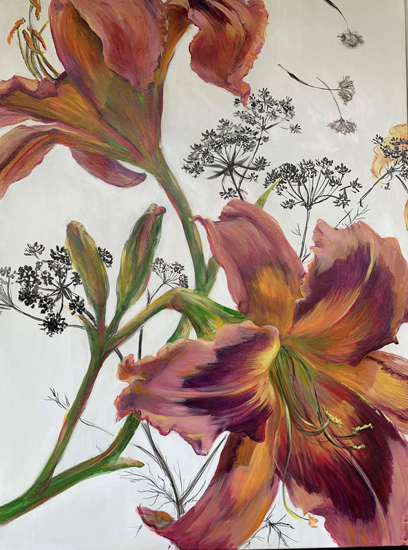 Enchanted Lilies
Acrylic on Canvas	 48” x 36”
$1,500
