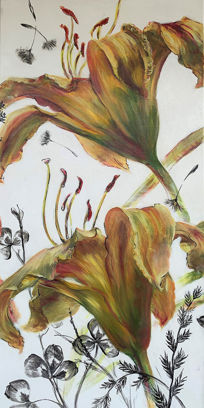 Lemon Lilies
Acrylic on Canvas	 48” x 24”
$950